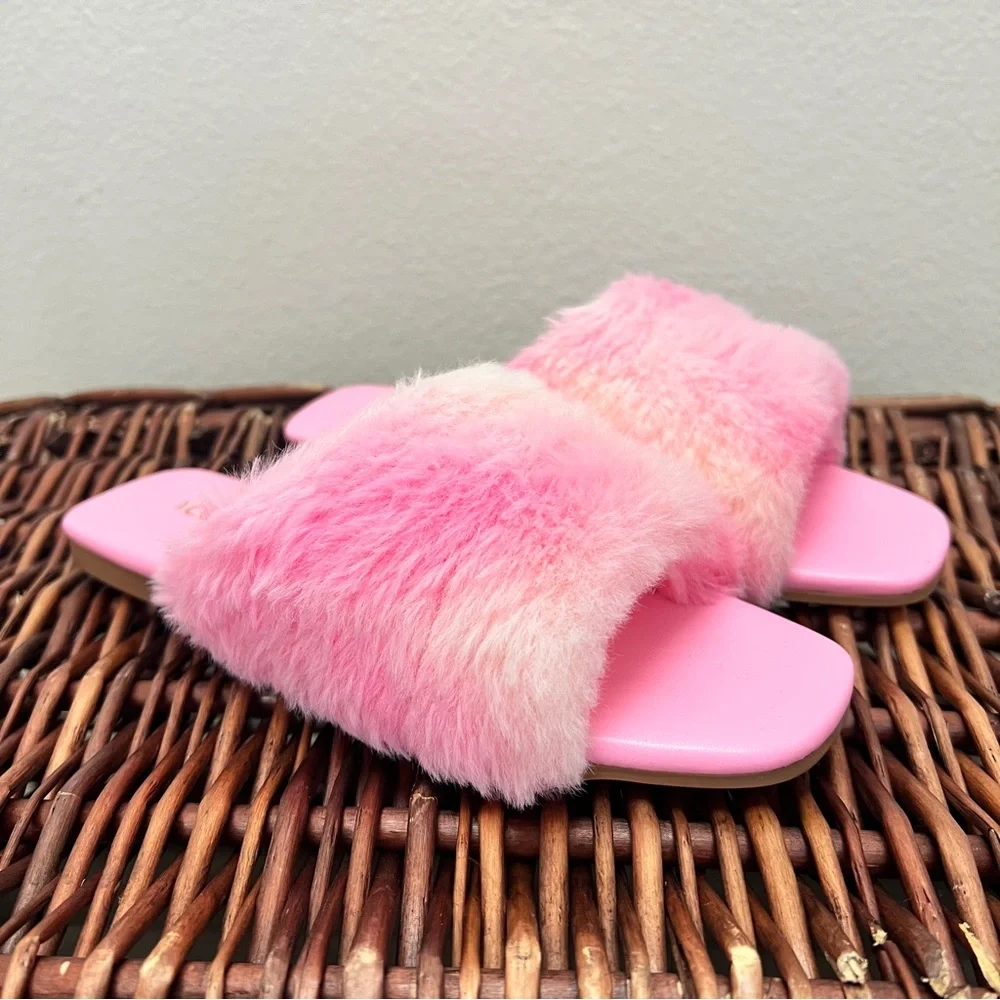 $60 NIB Yosi Samra Kids Fur Slippers Sandals Shoes Miss Nora Sz 12C 13C 1Y 2Y